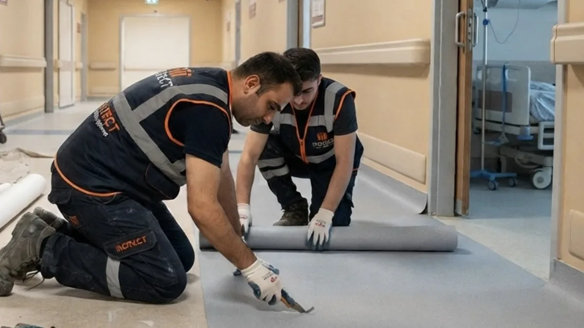 PVC flooring installation team stuff libya